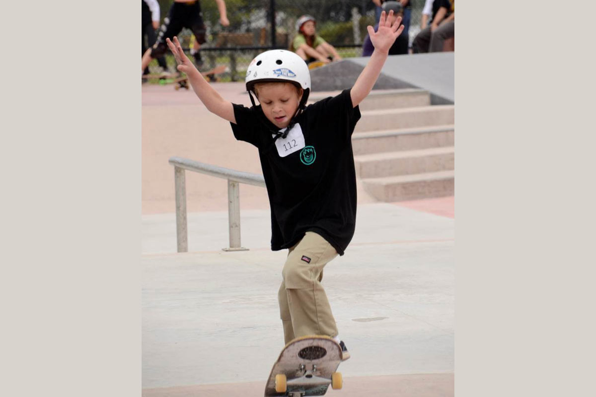 Child riding a skateboard