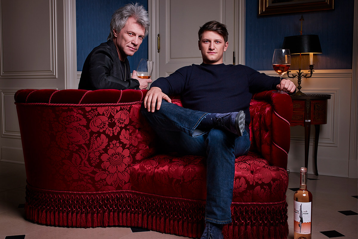 Jon Bon Jovi and his son, Jesse Bongiovi, with their wine brand Hampton Water