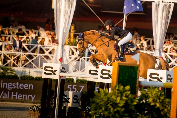 Jessica Springsteen riding a horse