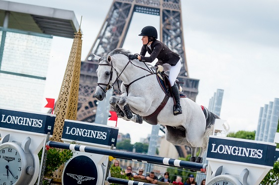 Jessica Springsteen riding a horse; Paris, France