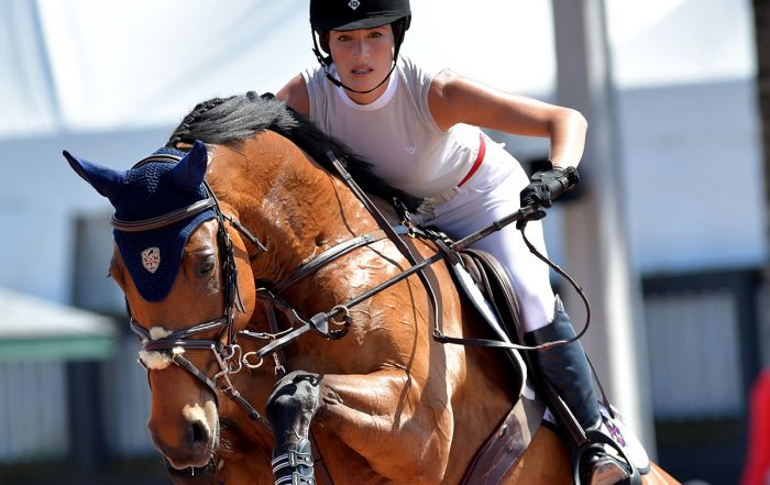 Jessica Springsteen riding a horse