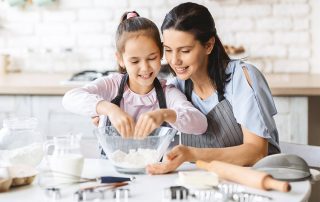 Mother and Daughter Cooking