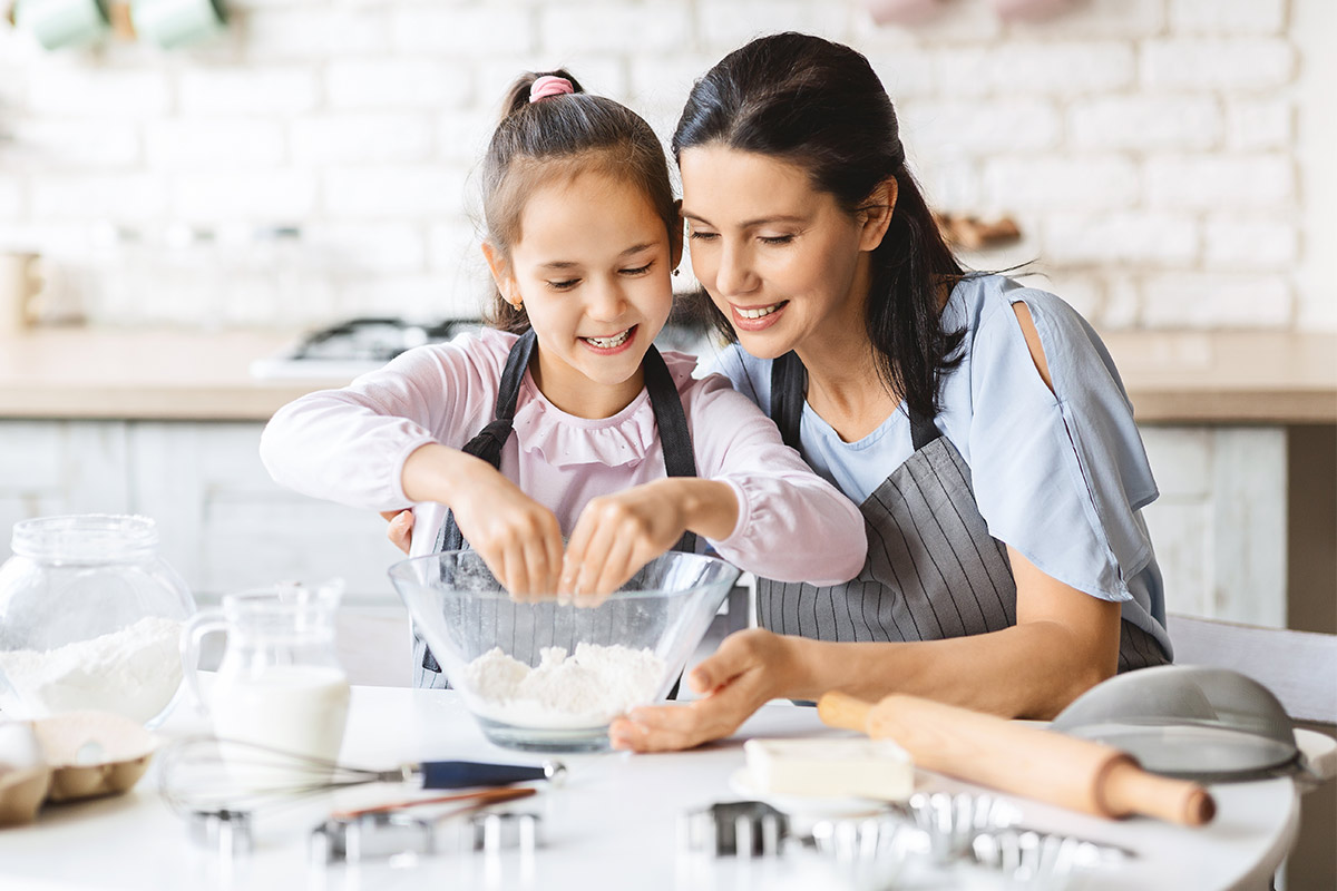 Mother and Daughter Cooking