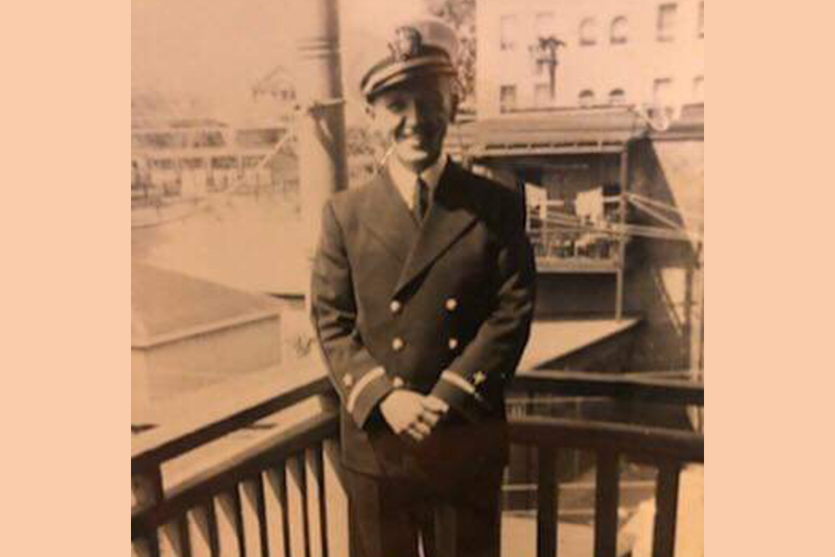 WWII Vet posing in uniform, vintage photo, black and white