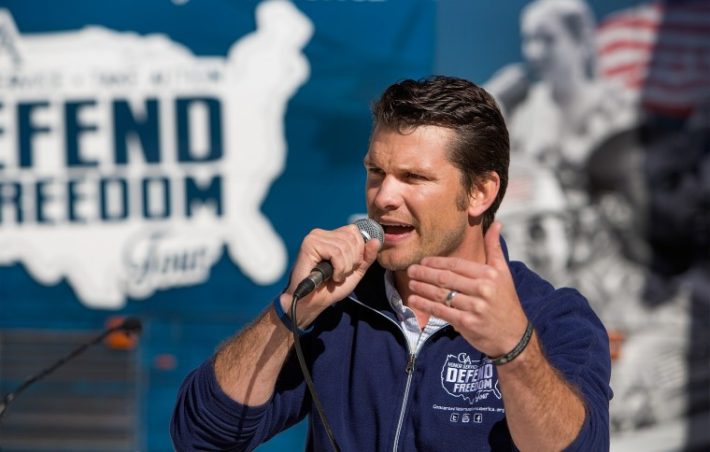 Pete Hegseth speaking at Defend Freedom conference