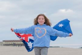 Finley Elias with Australian/American flag