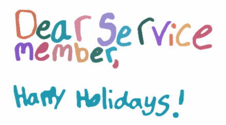 Dear Service Member, Happy Holidays, graphic