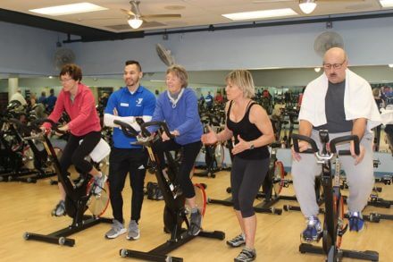 Group of people pedaling at YMCA