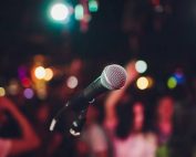 Portrait of a microphone onstage