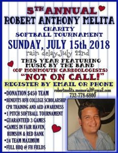 5th Annual Robert Melita charity softball tournament, flyer