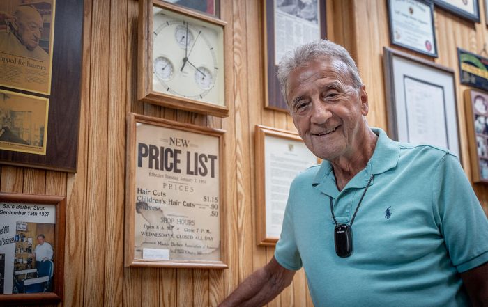 Sal Izzo in his barbershop