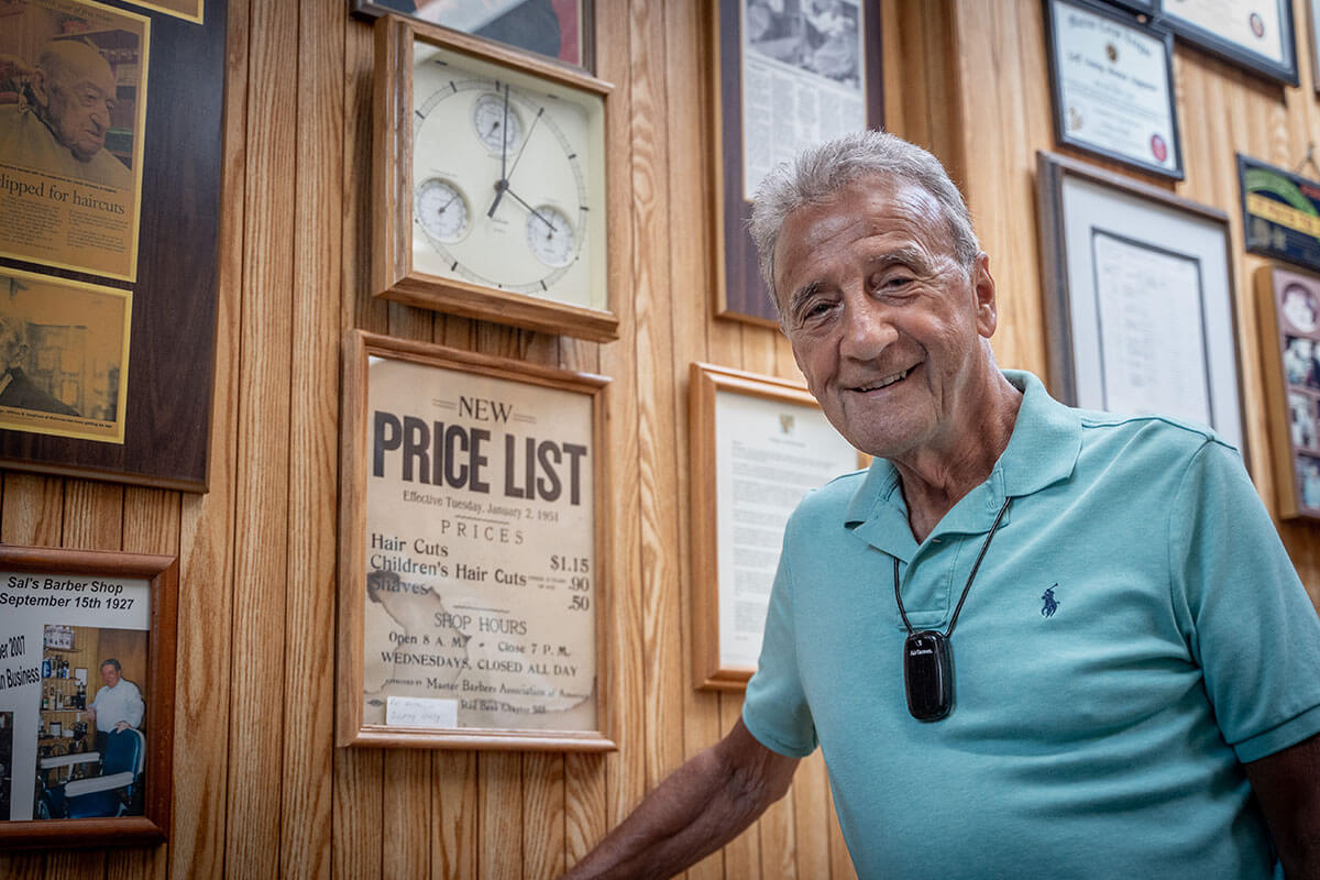 Sal Izzo in his barbershop